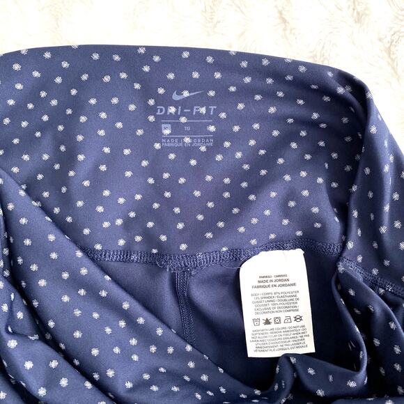 Nike Yoga Navy Polka Dot Twist 7/8 Cropped Athletic Tights Leggings XL - Picture 4 of 7